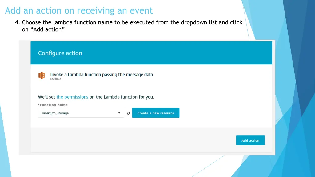add an action on receiving an event 2