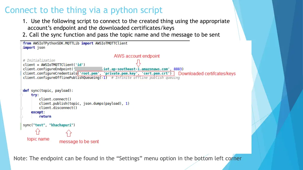 connect to the thing via a python script