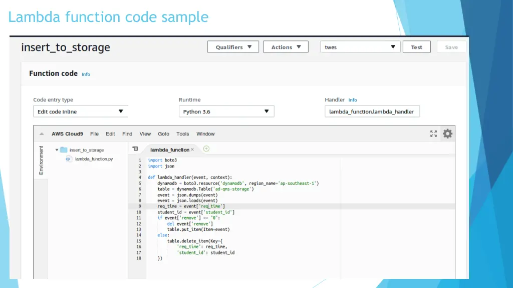 lambda function code sample