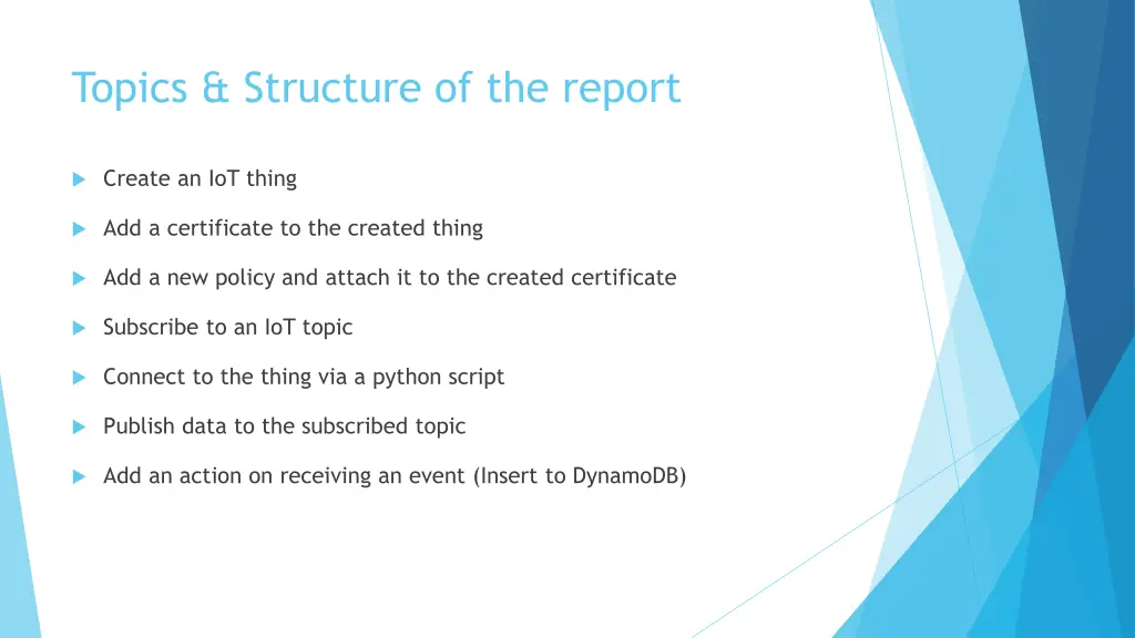 topics structure of the report