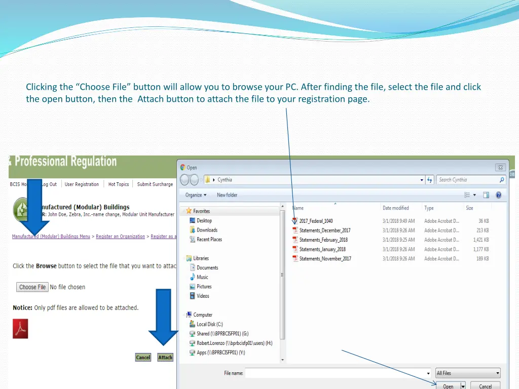 c licking the choose file button will allow 1