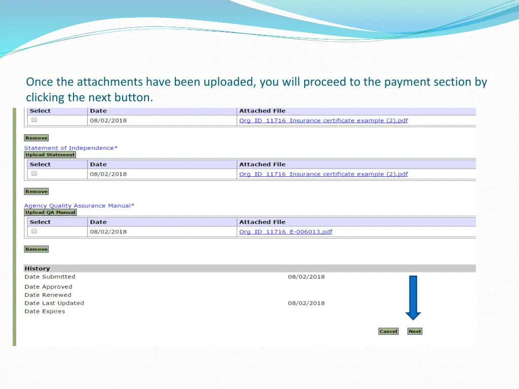 once the attachments have been uploaded you will