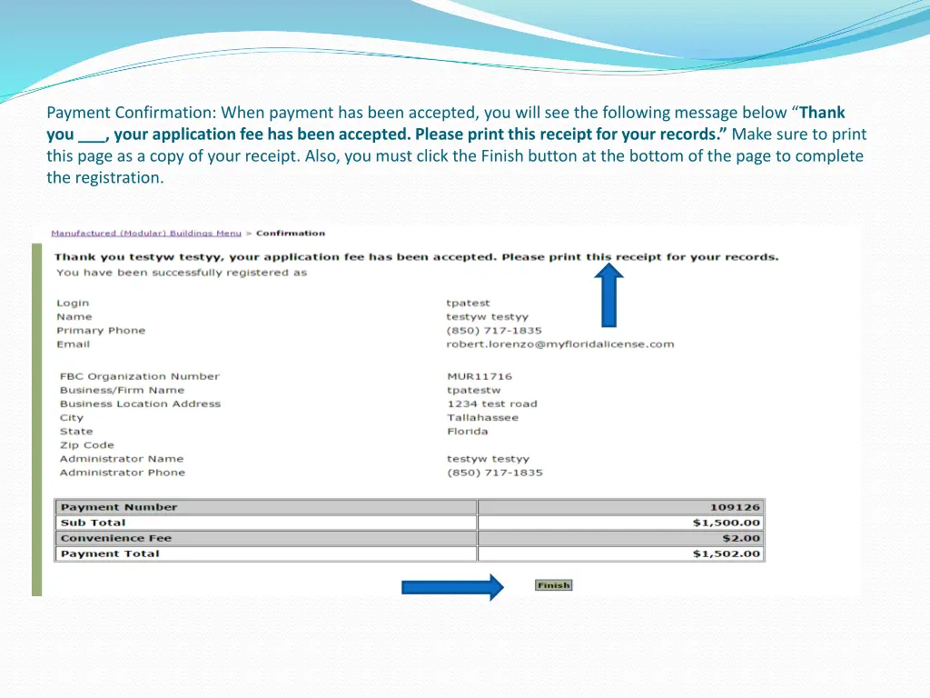 payment confirmation when payment has been