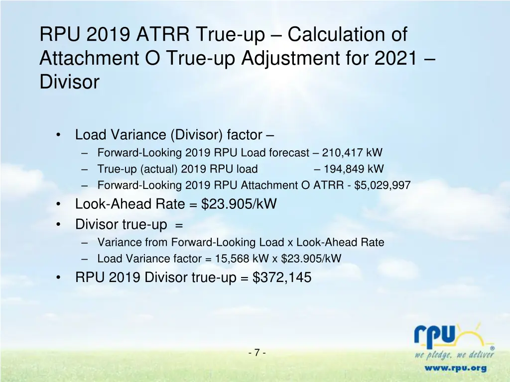 rpu 2019 atrr true up calculation of attachment