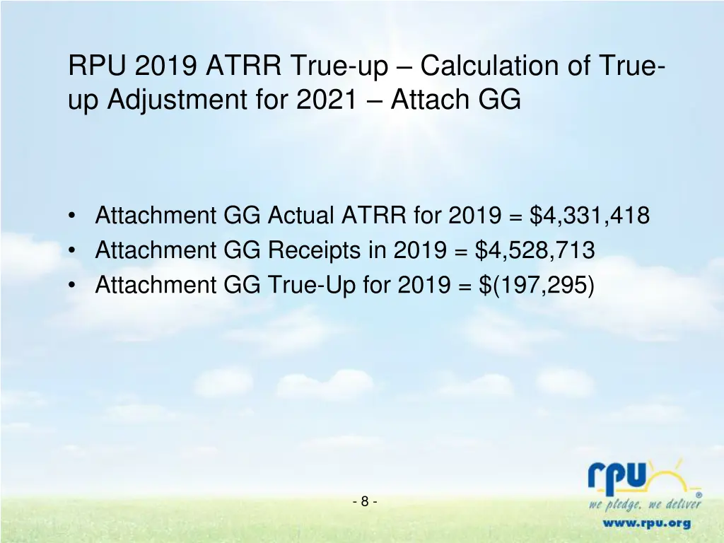 rpu 2019 atrr true up calculation of true 1