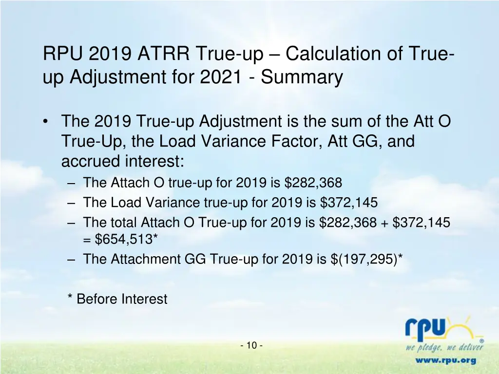 rpu 2019 atrr true up calculation of true 3