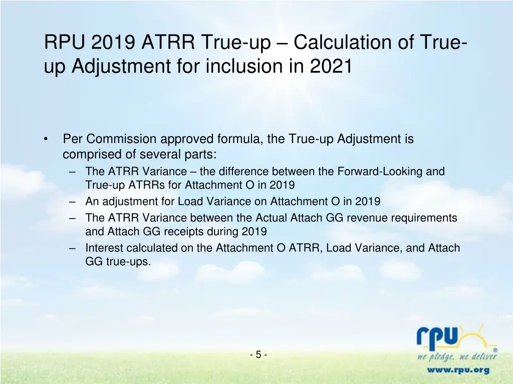 rpu 2019 atrr true up calculation of true