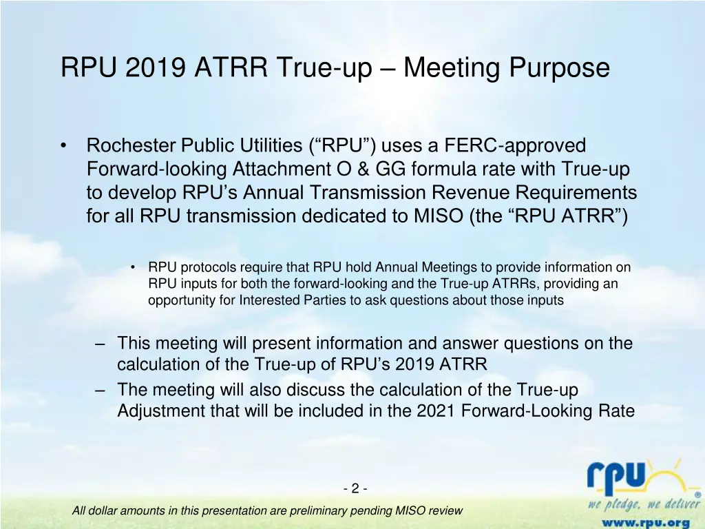 rpu 2019 atrr true up meeting purpose
