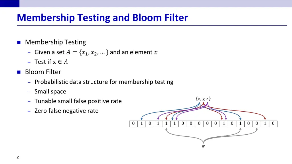 membership testing and bloom filter