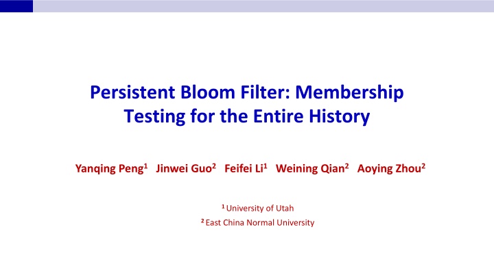 persistent bloom filter membership testing