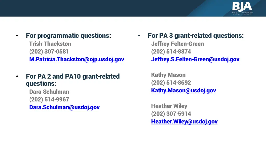 for programmatic questions trish thackston