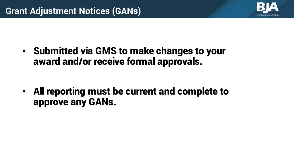 grant adjustment notices gans 1