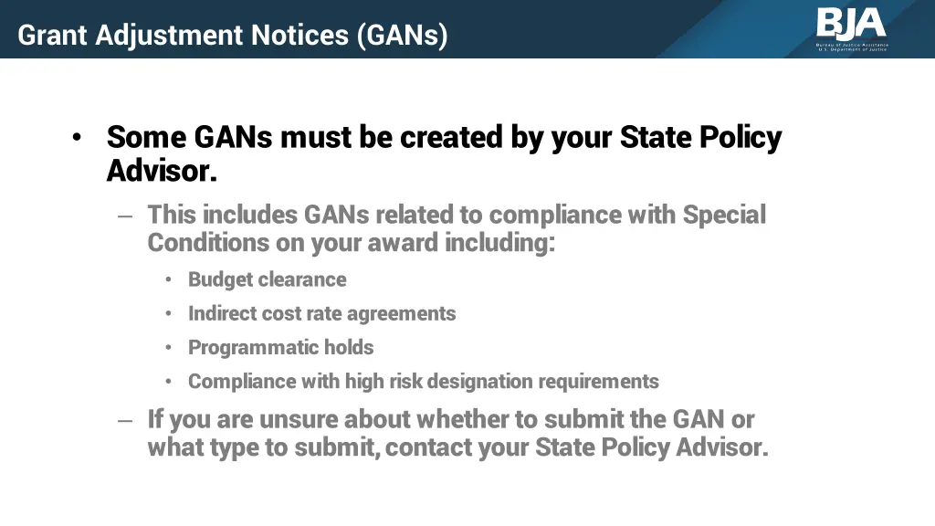 grant adjustment notices gans 2