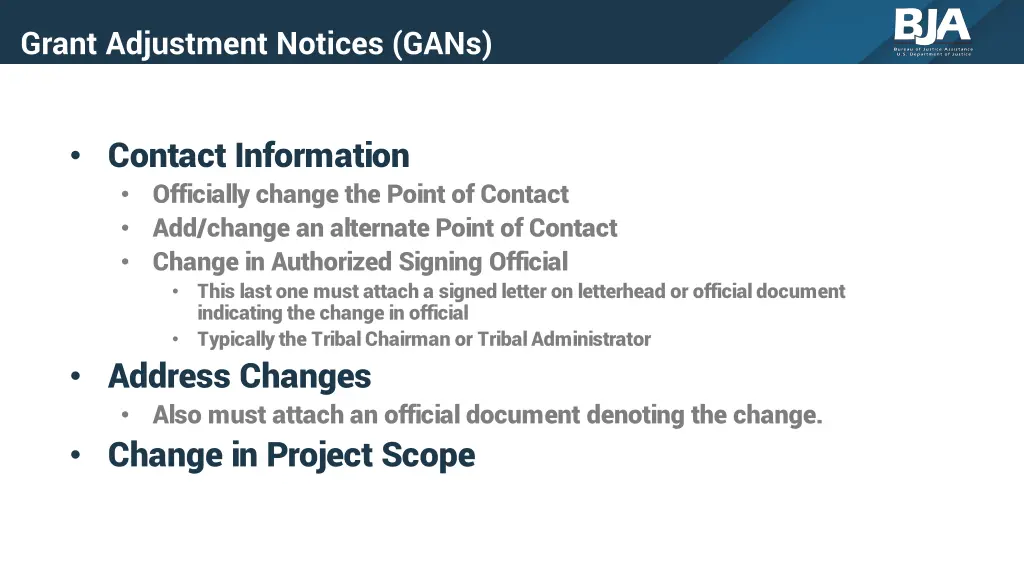 grant adjustment notices gans 3