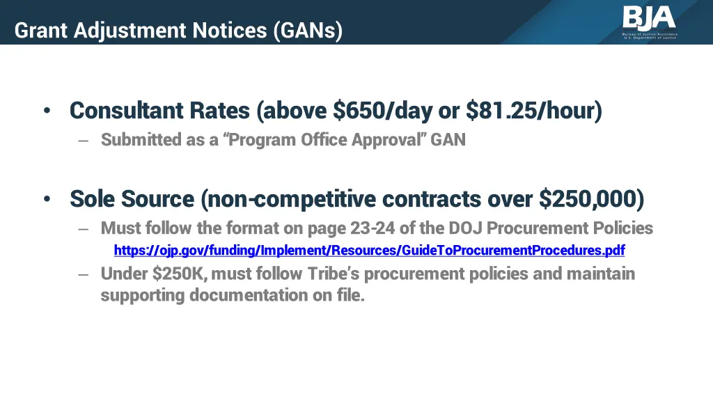 grant adjustment notices gans 4