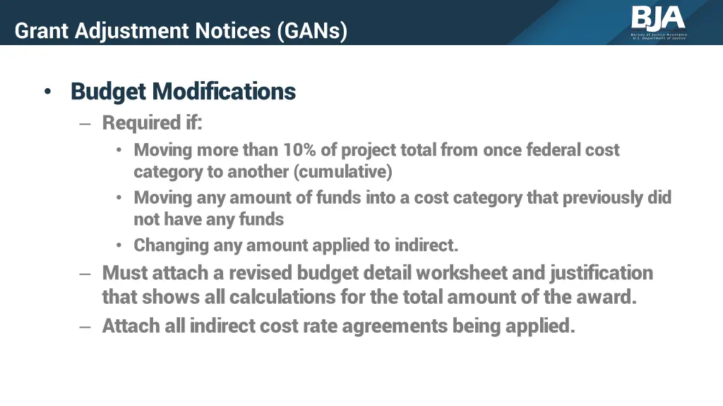 grant adjustment notices gans 5