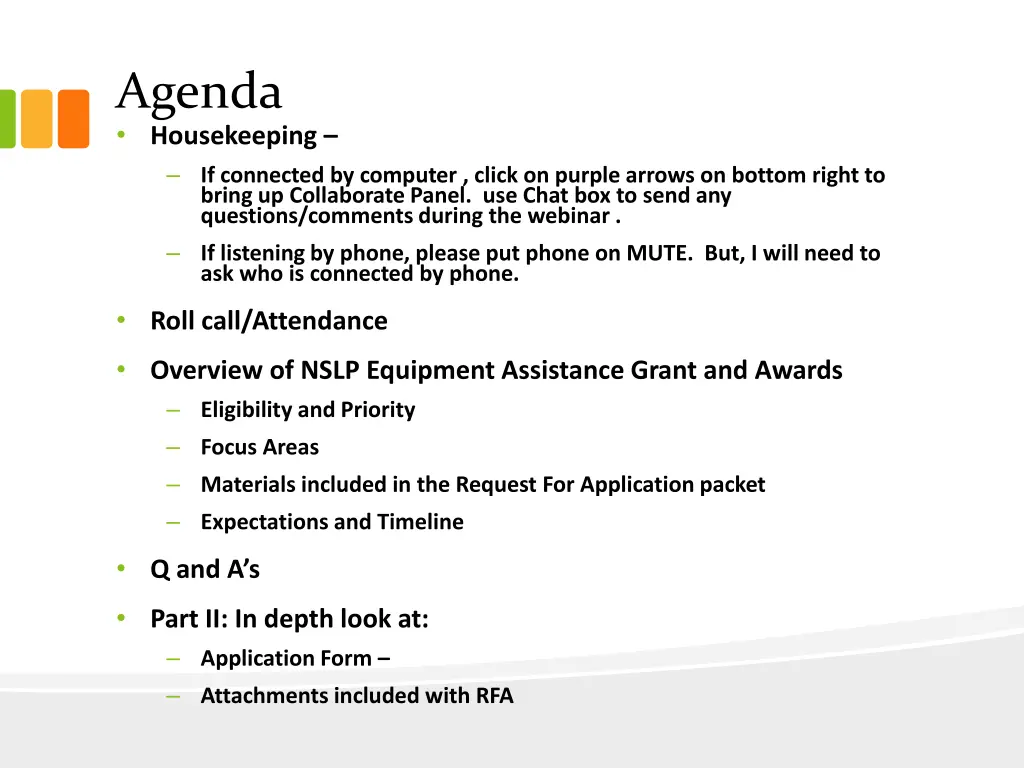 agenda housekeeping if connected by computer