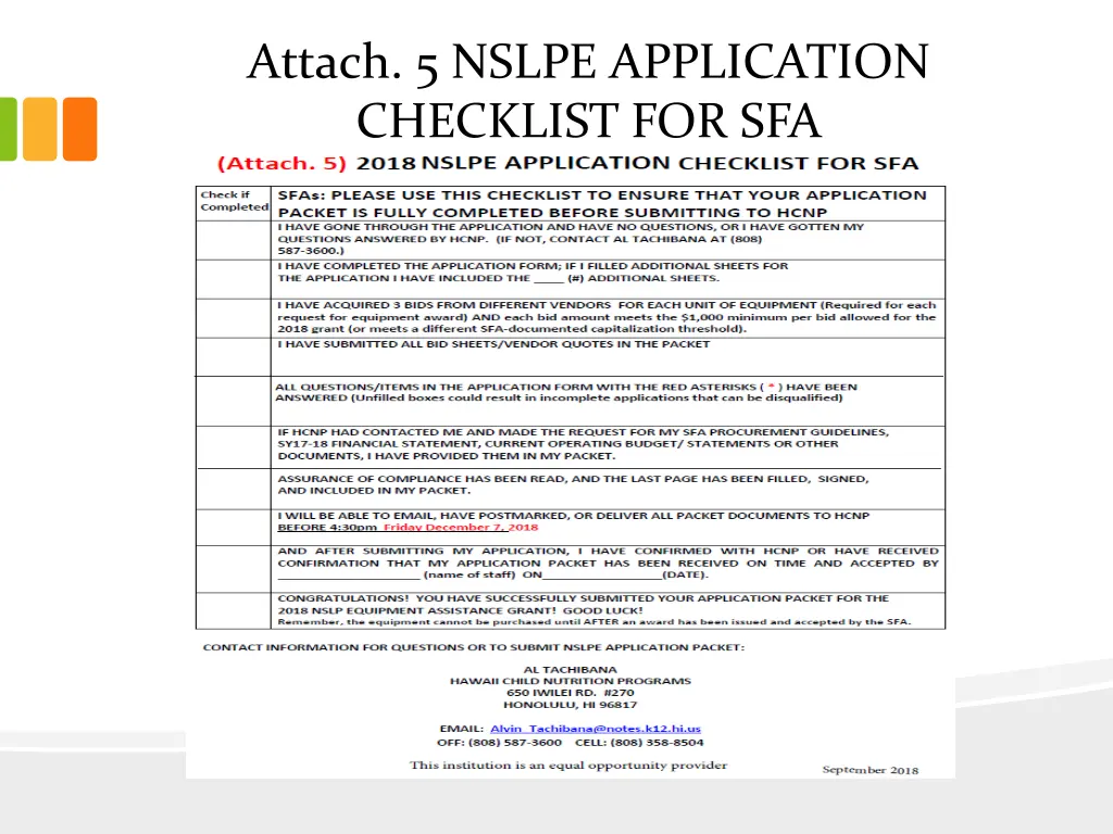 attach 5 nslpe application checklist for sfa