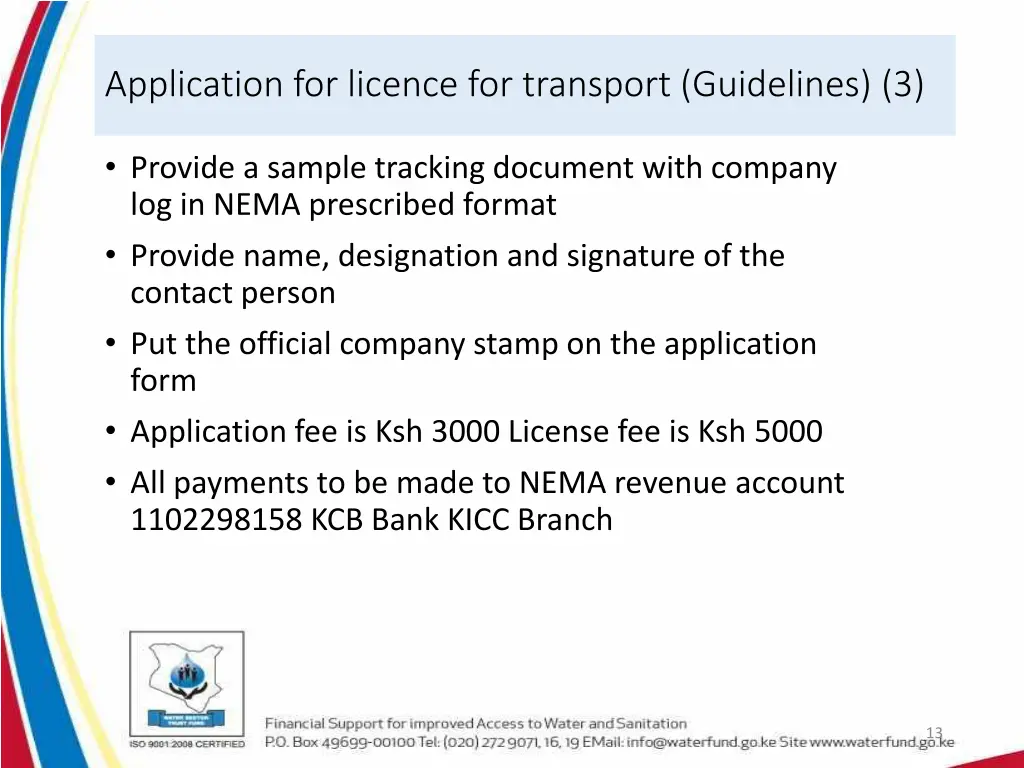 application for licence for transport guidelines 3