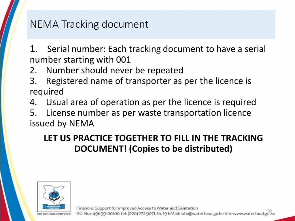 nema tracking document