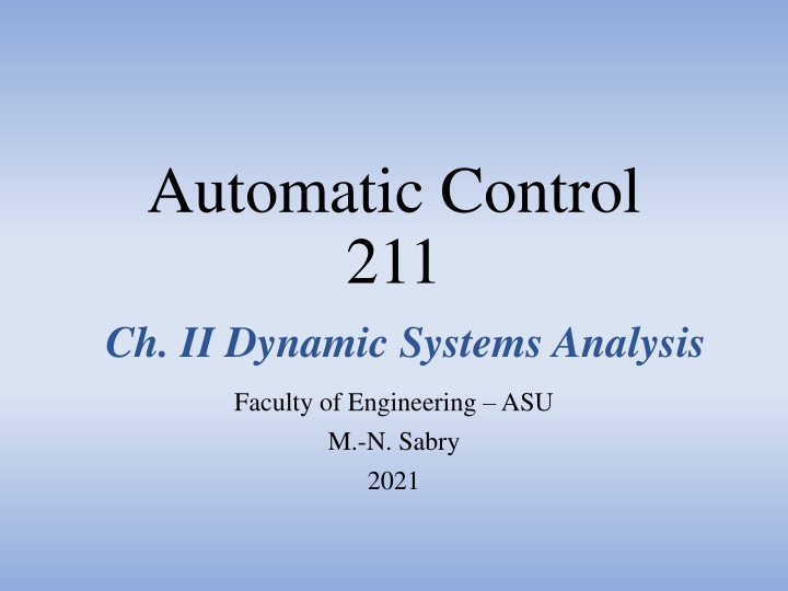 automatic control 211 ch ii dynamic systems