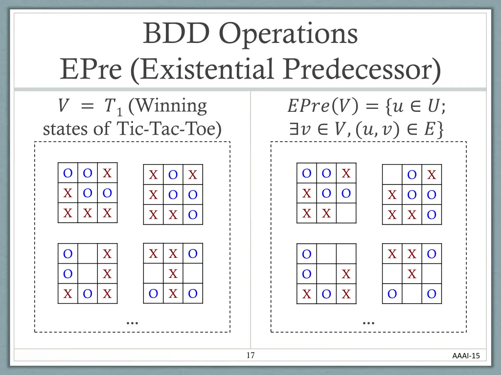 bdd operations epre existential predecessor