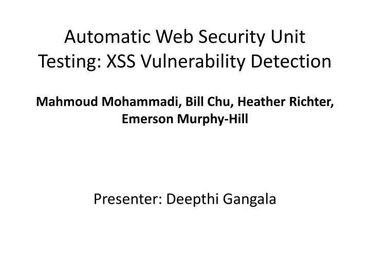 automatic web security unit testing