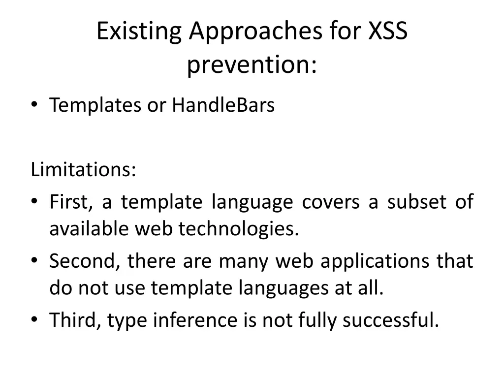 existing approaches for xss prevention