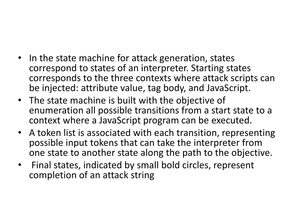 in the state machine for attack generation states