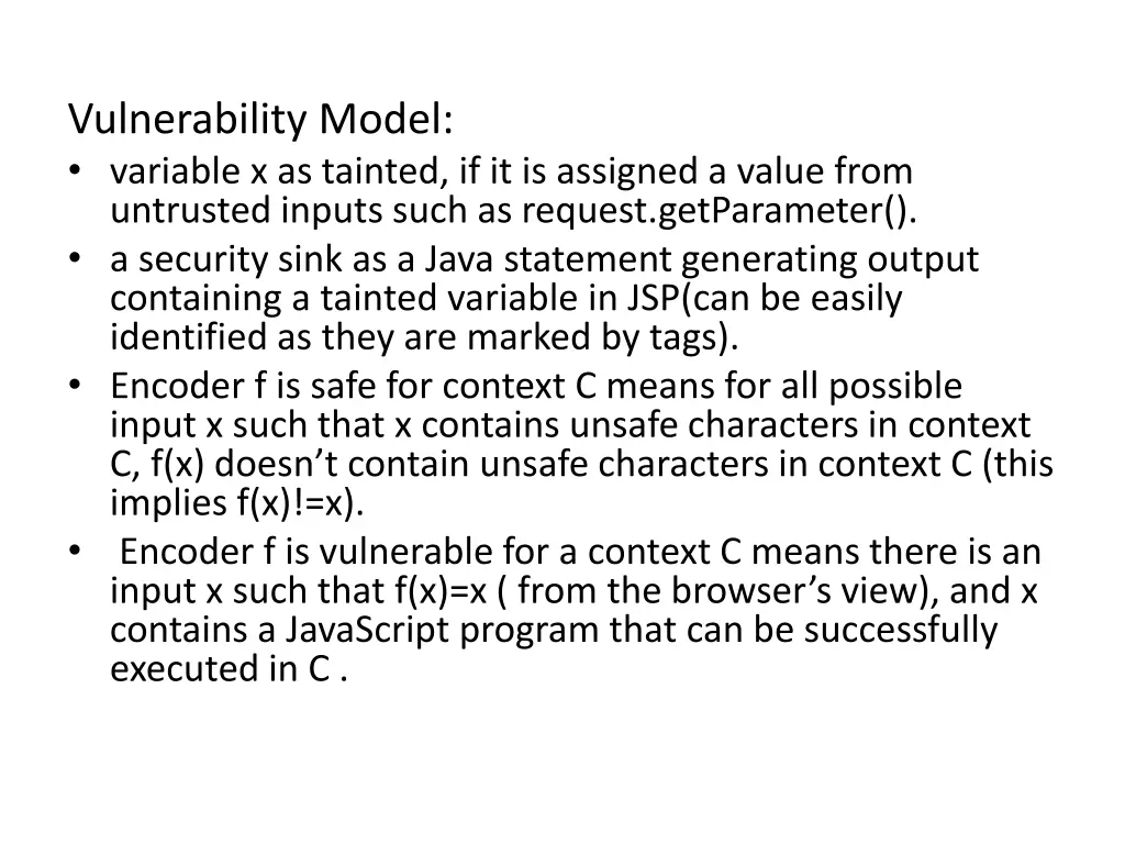 vulnerability model variable x as tainted