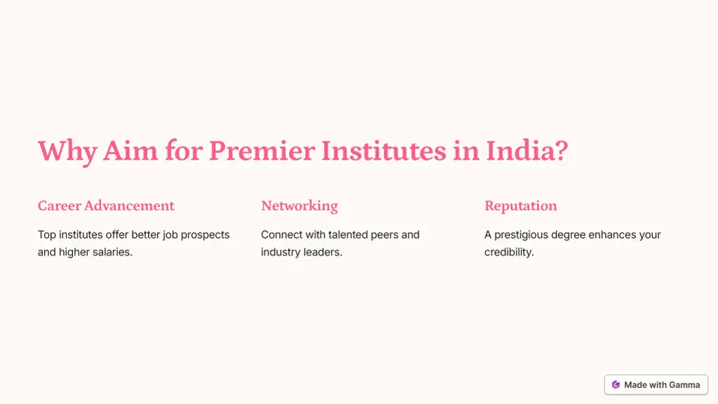 why aim for premier institutes in india