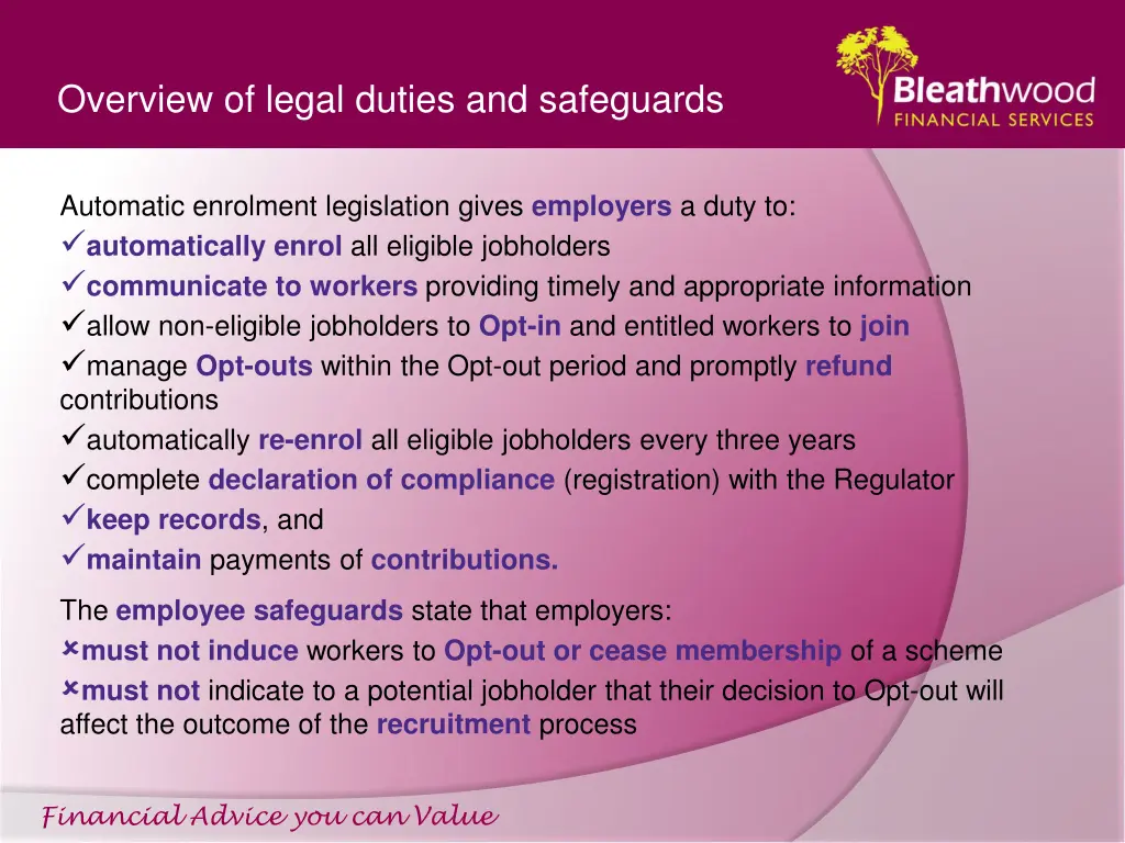 overview of legal duties and safeguards