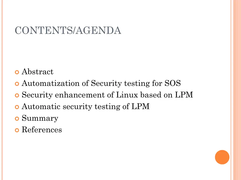 contents agenda