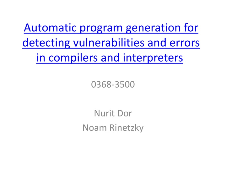 automatic program generation for detecting