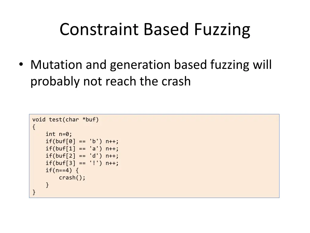 constraint based fuzzing