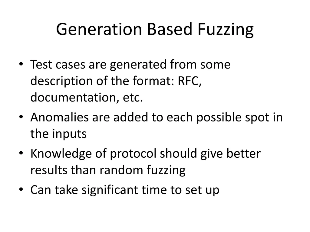 generation based fuzzing