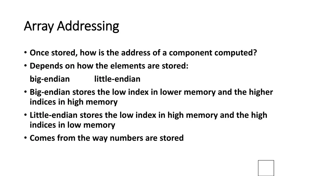 array addressing array addressing