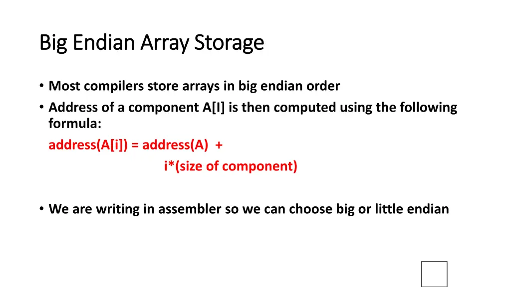 big endian array storage big endian array storage
