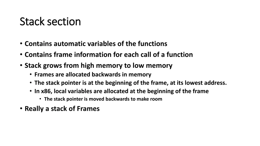 stack section stack section