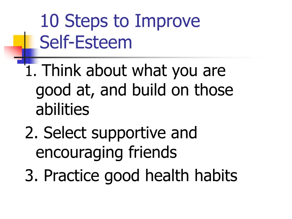 10 steps to improve self esteem