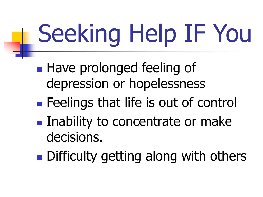 seeking help if you