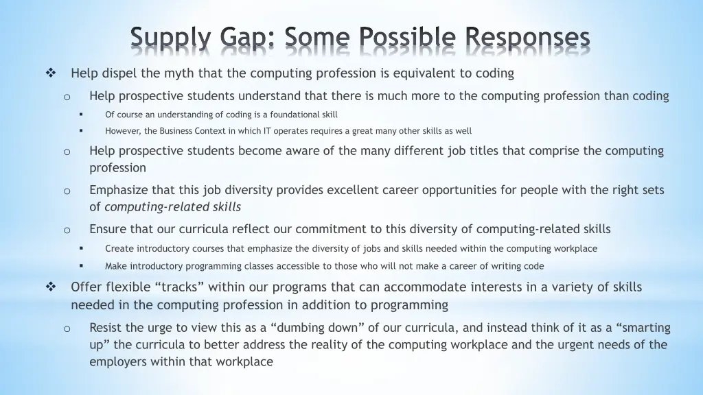 supply gap some possible responses