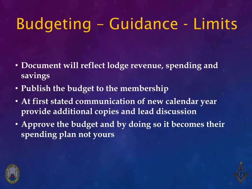 budgeting guidance limits