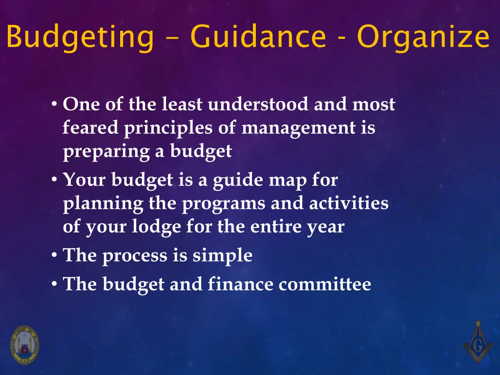budgeting guidance organize 1