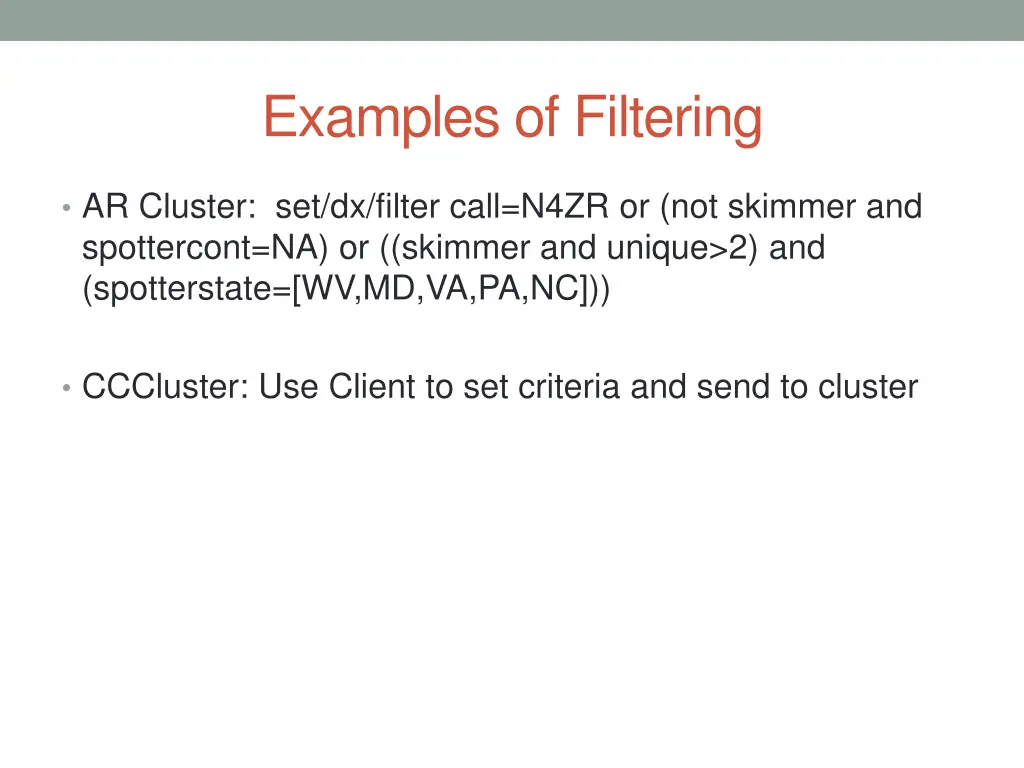 examples of filtering