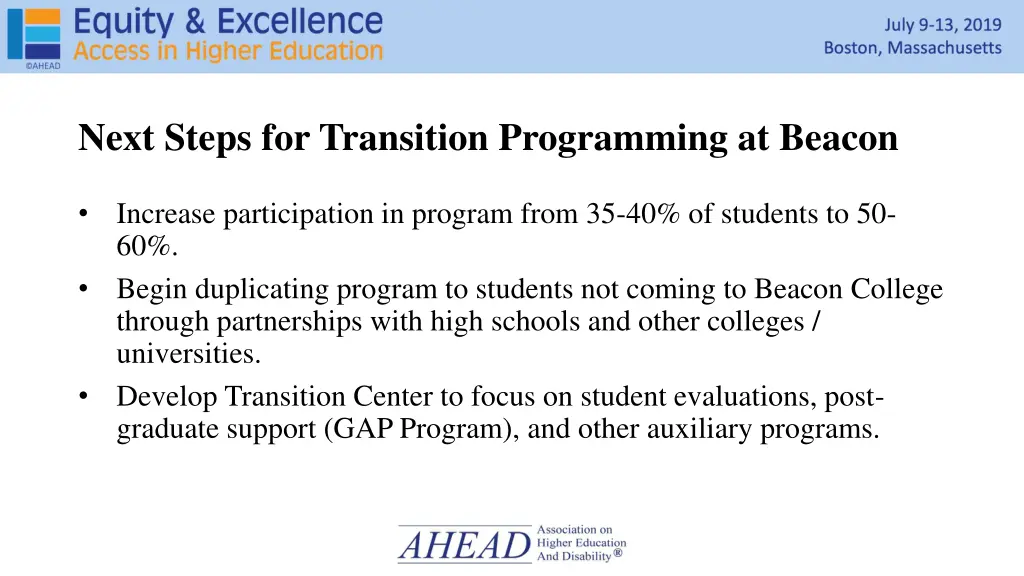 next steps for transition programming at beacon