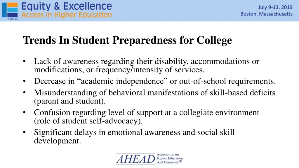 trends in student preparedness for college