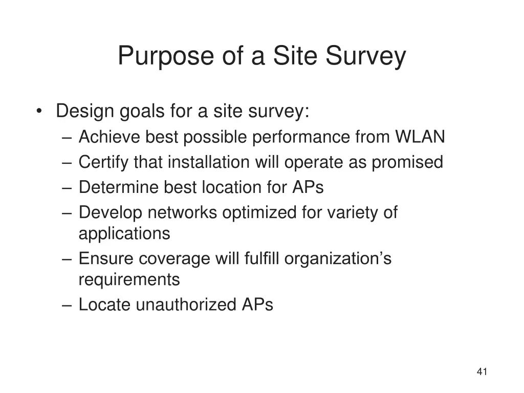 purpose of a site survey