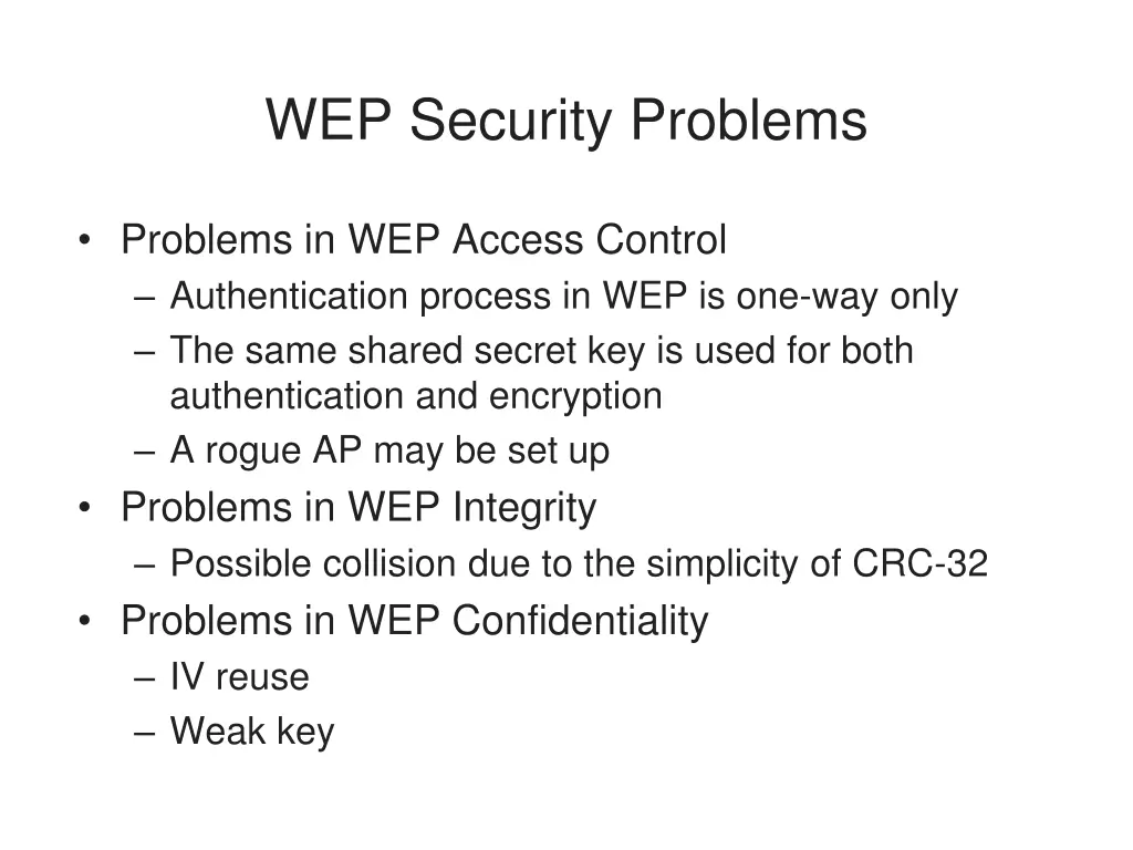 wep security problems