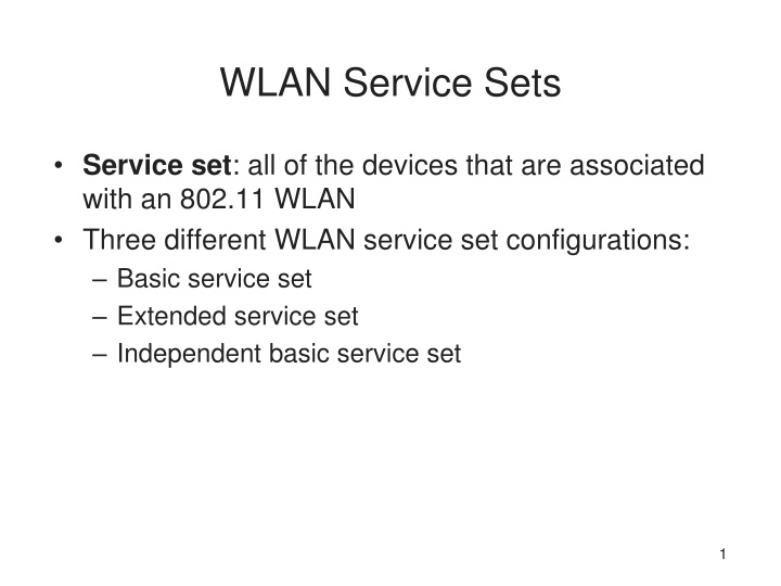 wlan service sets
